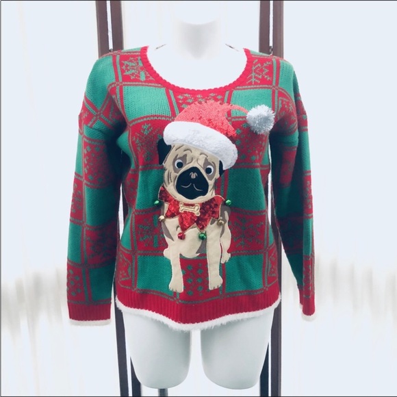Pug Dog Ugly Christmas Sweater - Picture 1 of 16